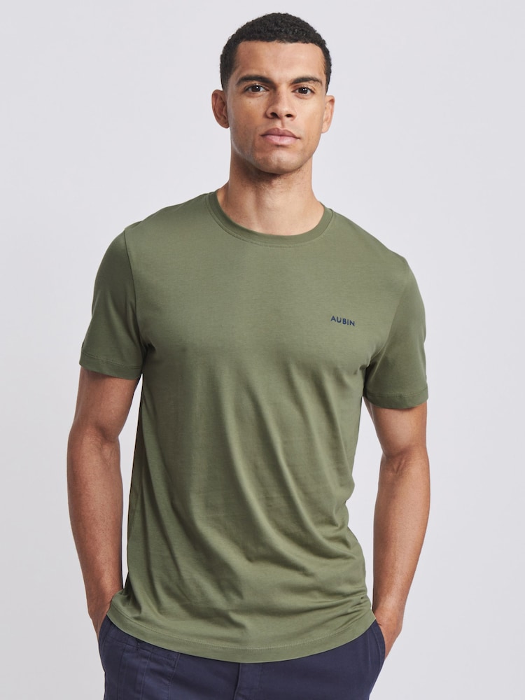 Aubin Green Appledore Crew Neck Polo  T-Shirt - Image 1 of 1