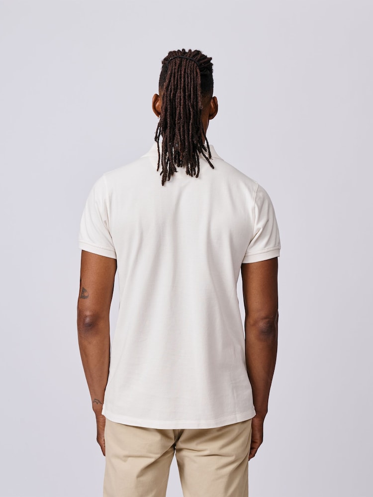 Aubin Oliver Pique White Polo Shirt - Image 2 of 3