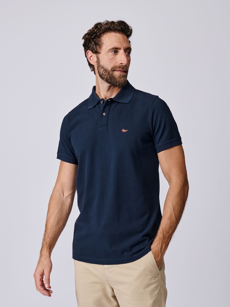 Aubin Blue Oliver Pique Polo Shirt - Image 1 of 3