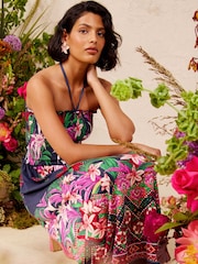 Love & Roses X V&A Navy Printed Hanky Hem Midi Dress - Image 5 of 5