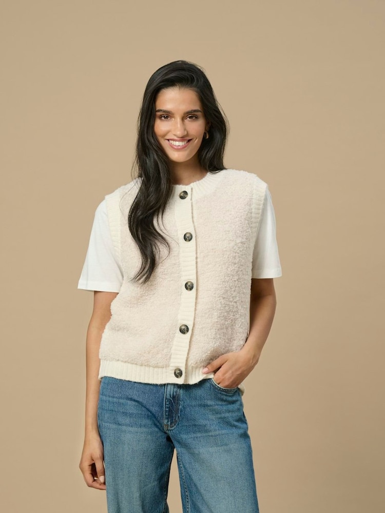 JDY Grey Fluffy Knitted Vest - Image 1 of 7