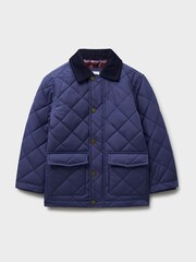 Crew Clothing Company Blue Contrast Cord Collar Quilted Jacket - Image 1 of 3