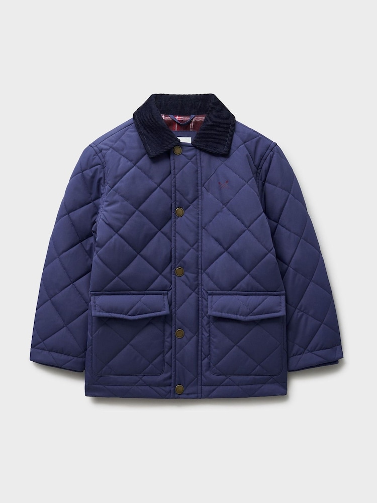 Crew Clothing Company Blue Contrast Cord Collar Quilted Jacket - Image 1 of 3 Crew Clothing Company Blue Contrast Cord Collar Quilted Jacket - Image 1 of 3