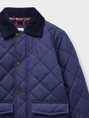 Crew Clothing Company Blue Contrast Cord Collar Quilted Jacket - Image 3 of 3