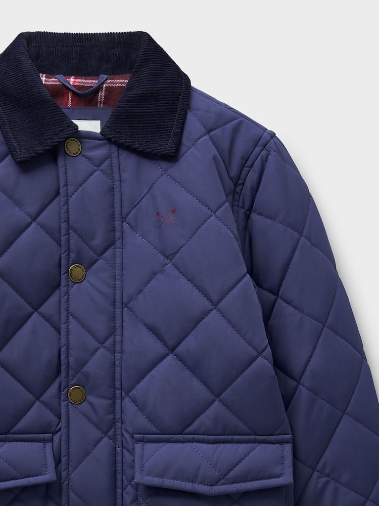Crew Clothing Company Blue Contrast Cord Collar Quilted Jacket - Image 3 of 3 Crew Clothing Company Blue Contrast Cord Collar Quilted Jacket - Image 3 of 3