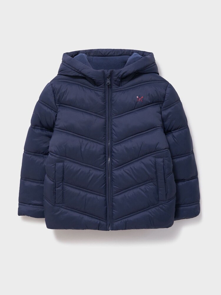 Crew Clothing Blue Cosy Midweight Chevron Puffer Jacket - Image 1 of 3