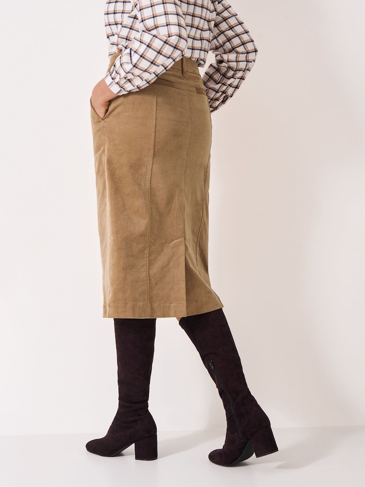 Crew Clothing Natural Tara Cord Midi Skirt - Image 2 of 5 Crew Clothing Natural Tara Cord Midi Skirt - Image 2 of 5