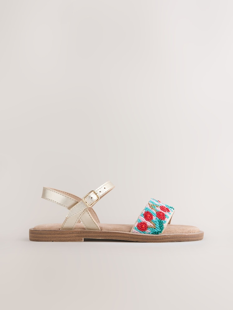 Multi Cherry Leather Beaded Sandals - Image 2 of 5 Multi Cherry Leather Beaded Sandals - Image 2 of 5