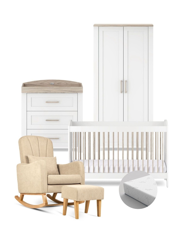 Silver Cross 5 Piece White Valencia with Mattress and Chair Set - Image 1 of 6 Silver Cross 5 Piece White Valencia with Mattress and Chair Set - Image 1 of 6