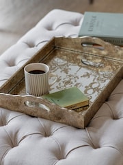 One.World Gold Waltham Rectangular Tray with Decorative Pattern - Image 1 of 2