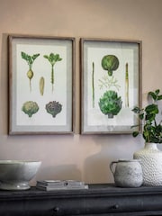 One.World Set of 2 Green Croston Asparagus and Artichoke Framed Wall Arts Print - Image 1 of 2