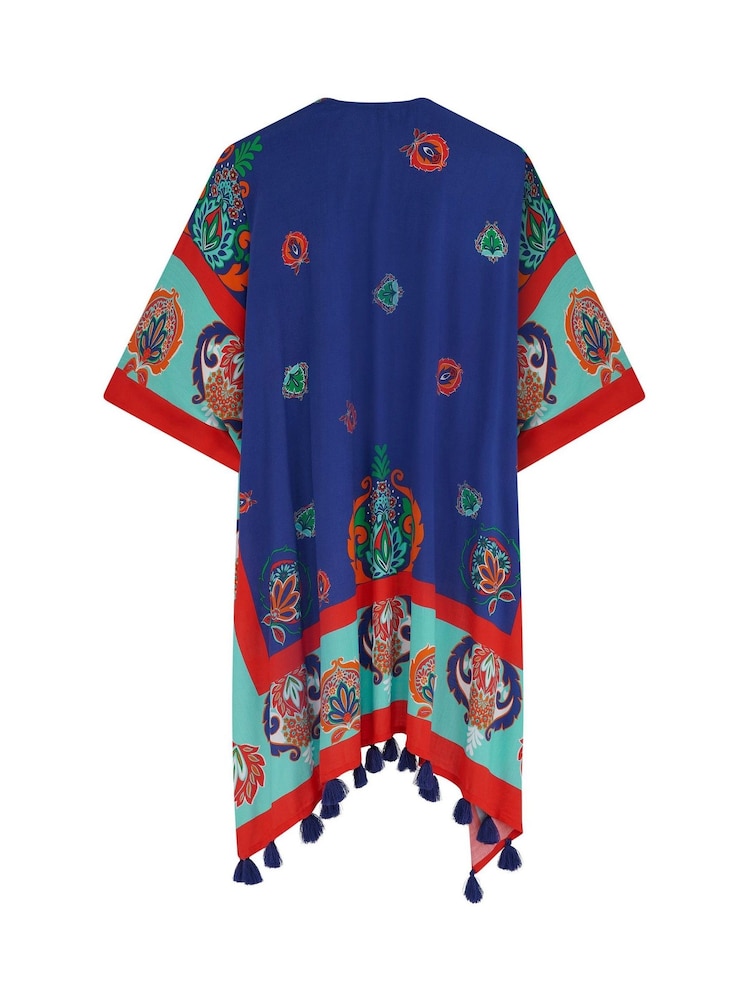 Pour Moi Blue Woven Tassel Kimono - Image 4 of 4 Pour Moi Blue Woven Tassel Kimono - Image 4 of 4