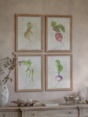 One.World Set of 4 Natural Croston Root Vegetable Framed Prints - Image 1 of 3