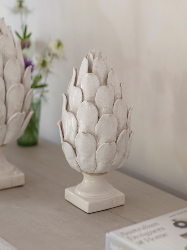 One.World White Stanford Glazed Stone Artichoke - Image 1 of 2 One.World White Stanford Glazed Stone Artichoke - Image 1 of 2