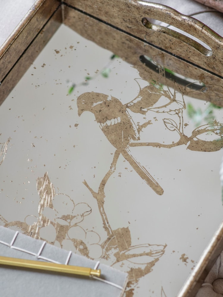 One.World Gold Waltham Rectangular Mirrored Bird Tray - Image 2 of 2