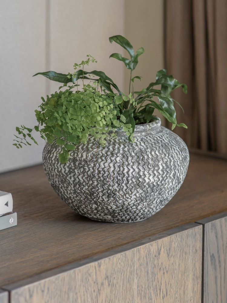 One.World Natural Aldbury Squat Stone Vase - Image 1 of 2