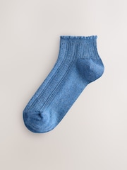Blue Tonal Textured Trainers Socks 4 Pack - Image 4 of 7