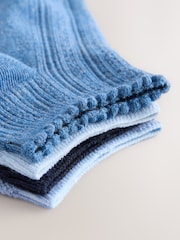 Blue Tonal Textured Trainers Socks 4 Pack - Image 7 of 7