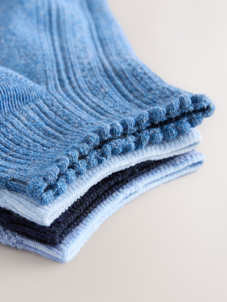 Blue Tonal Textured Trainers Socks 4 Pack - Image 7 of 7