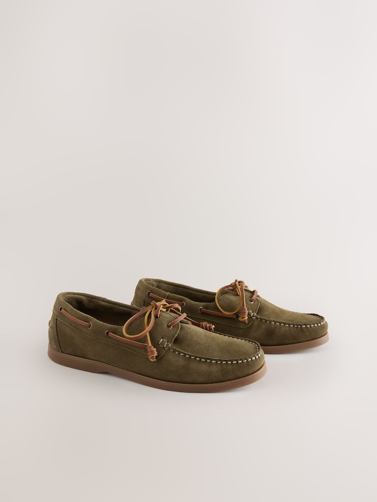 Green Leather Boat Shoes - Image 1 of 7 Green Leather Boat Shoes - Image 1 of 7