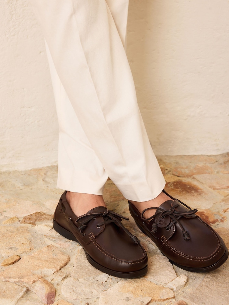 Dark Brown Made In Portugal Leather Boat Shoes - Image 1 of 1