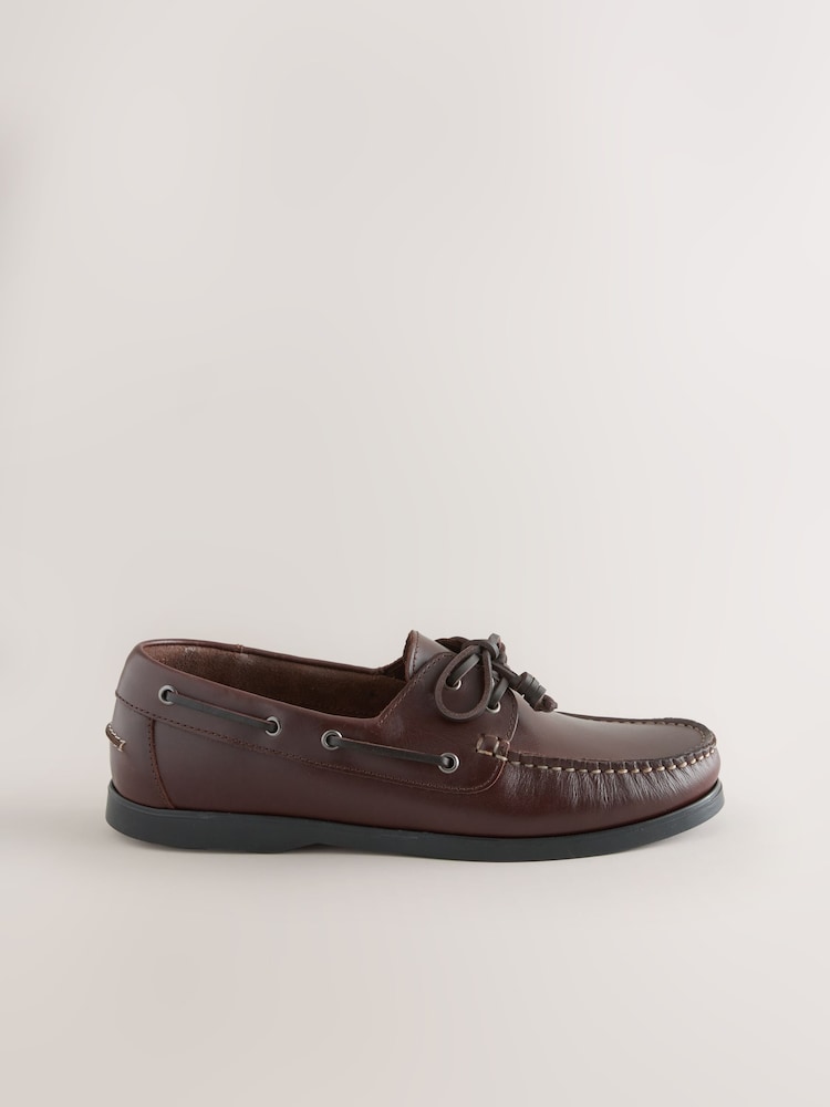 Dark Brown Leather Boat Shoes - Image 2 of 6 Dark Brown Leather Boat Shoes - Image 2 of 6