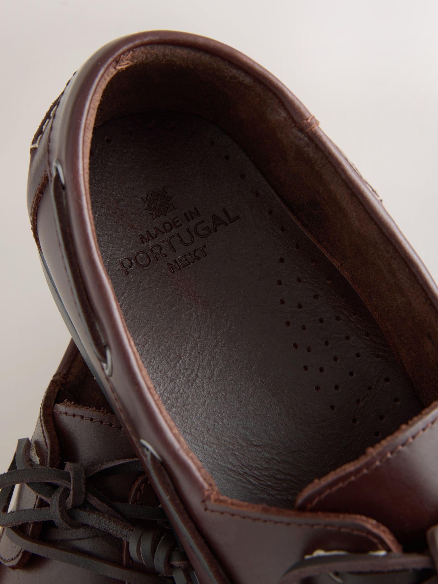Buy Dark Brown Signature Leather Boat Shoes from Next USA