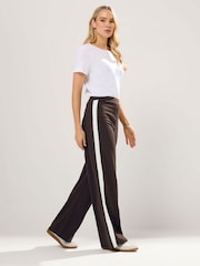 Long Tall Sally Brown Side Stripe Trousers - Image 1 of 4