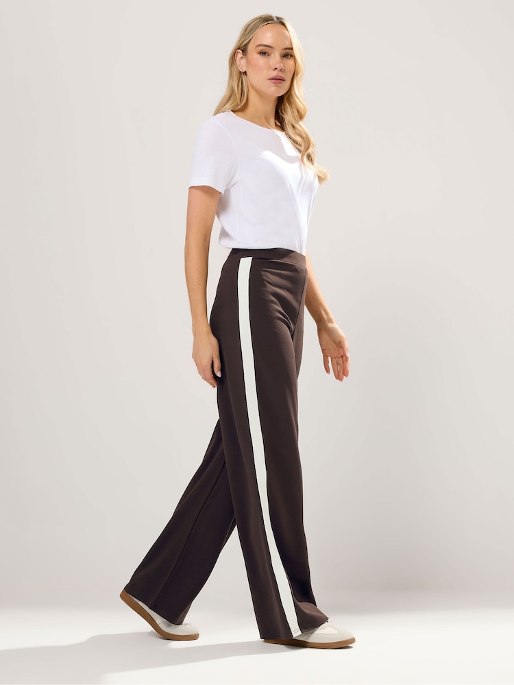 Long Tall Sally Brown Side Stripe Trousers - Image 1 of 4