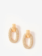 Mint Velvet Gold Plate Pave Drop Earrings - Image 1 of 3