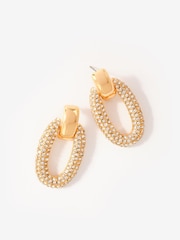 Mint Velvet Gold Plate Pave Drop Earrings - Image 2 of 3