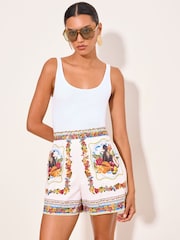 Lipsy Cream Tropical Print Shorts - Image 1 of 5
