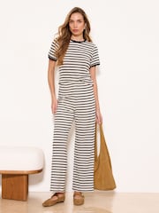 Lipsy Black/White Crochet Wide Leg Trousers - Image 1 of 5