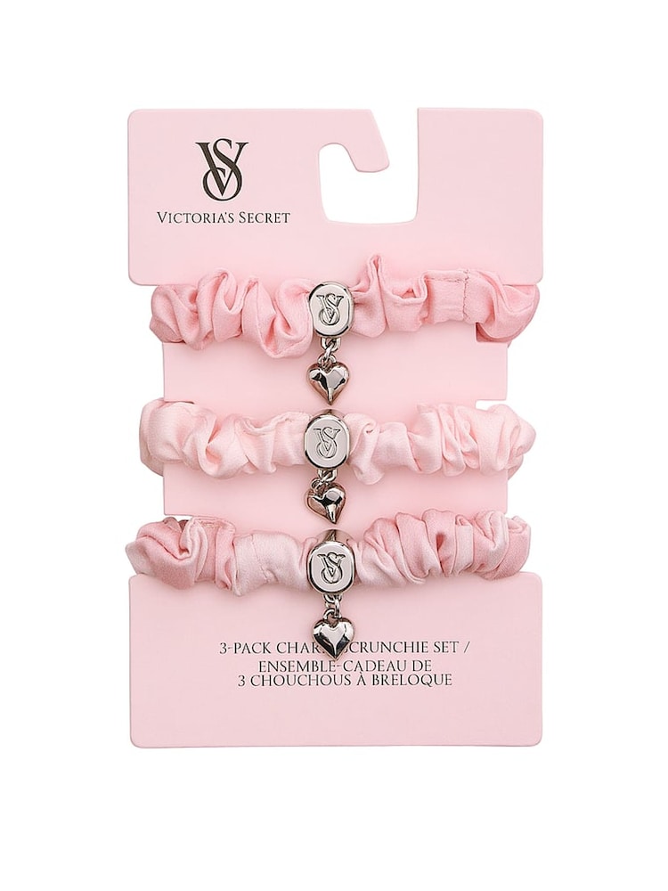 Victoria's Secret Pink Iconic Stripe 3 Pack Charm Satin Scrunchie Set - Image 1 of 2