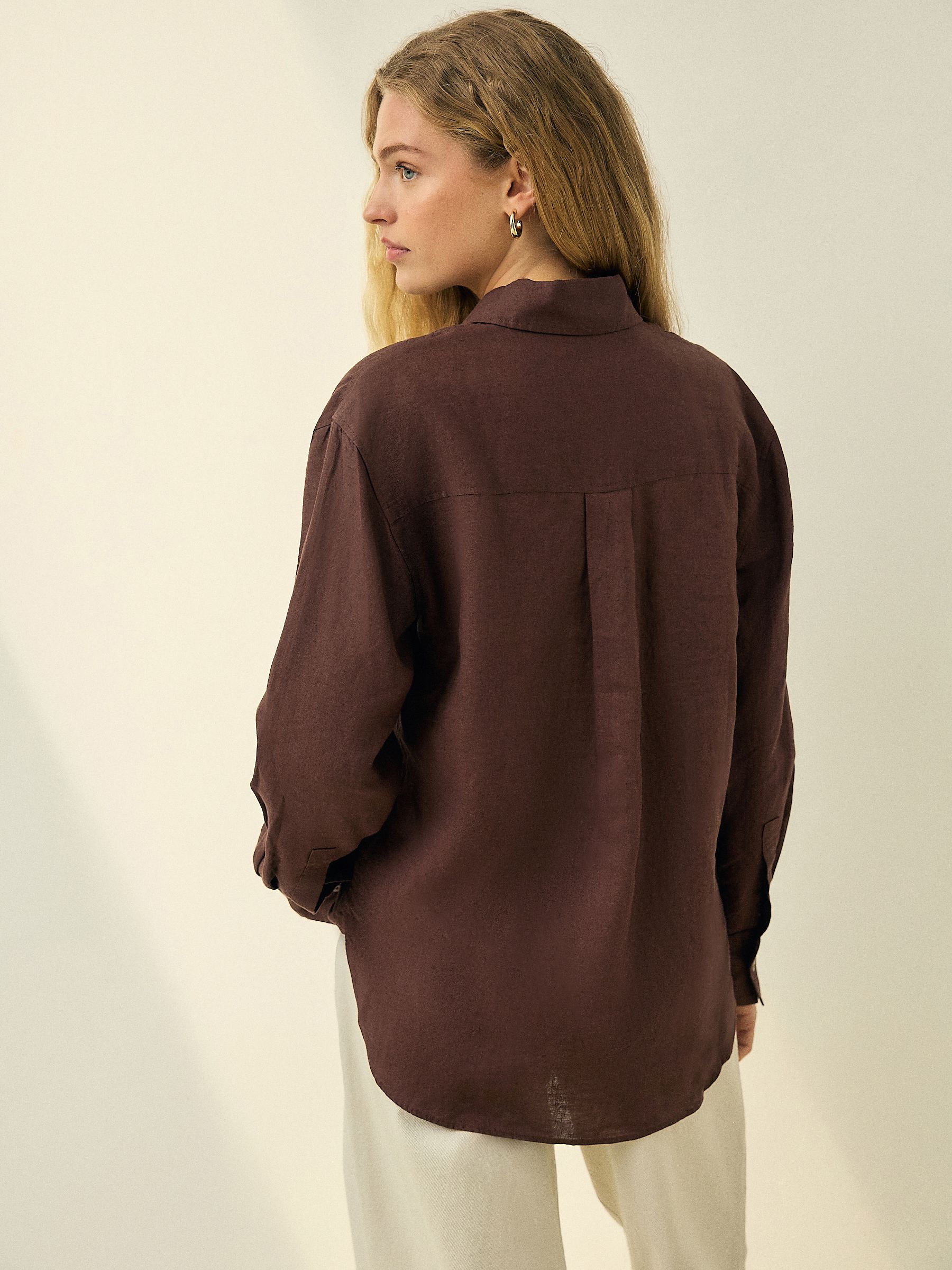 Buy Chocolate Brown 100% Linen N. Premium Long Sleeve Shirt from