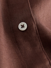 Chocolate Brown 100% Linen N. Premium Long Sleeve Shirt - Image 9 of 9