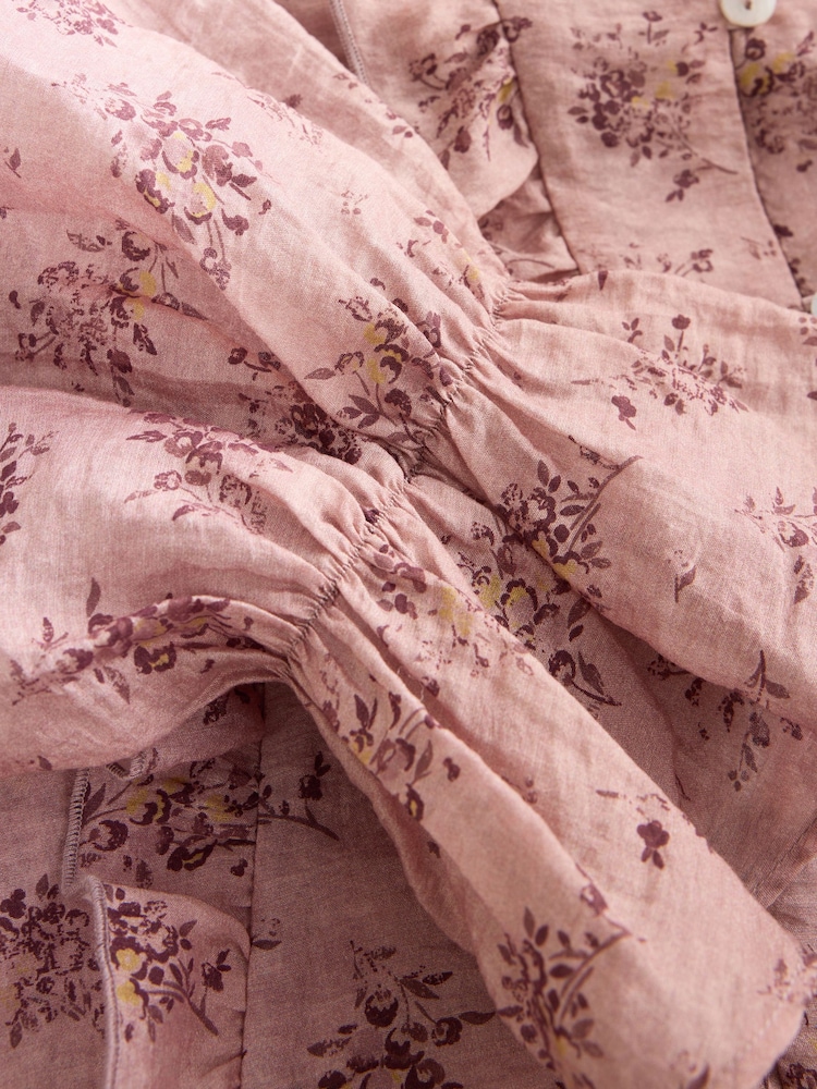 Pink Floral Print Ruffle Detail Long Sleeve Blouse - Image 8 of 8 Pink Floral Print Ruffle Detail Long Sleeve Blouse - Image 8 of 8
