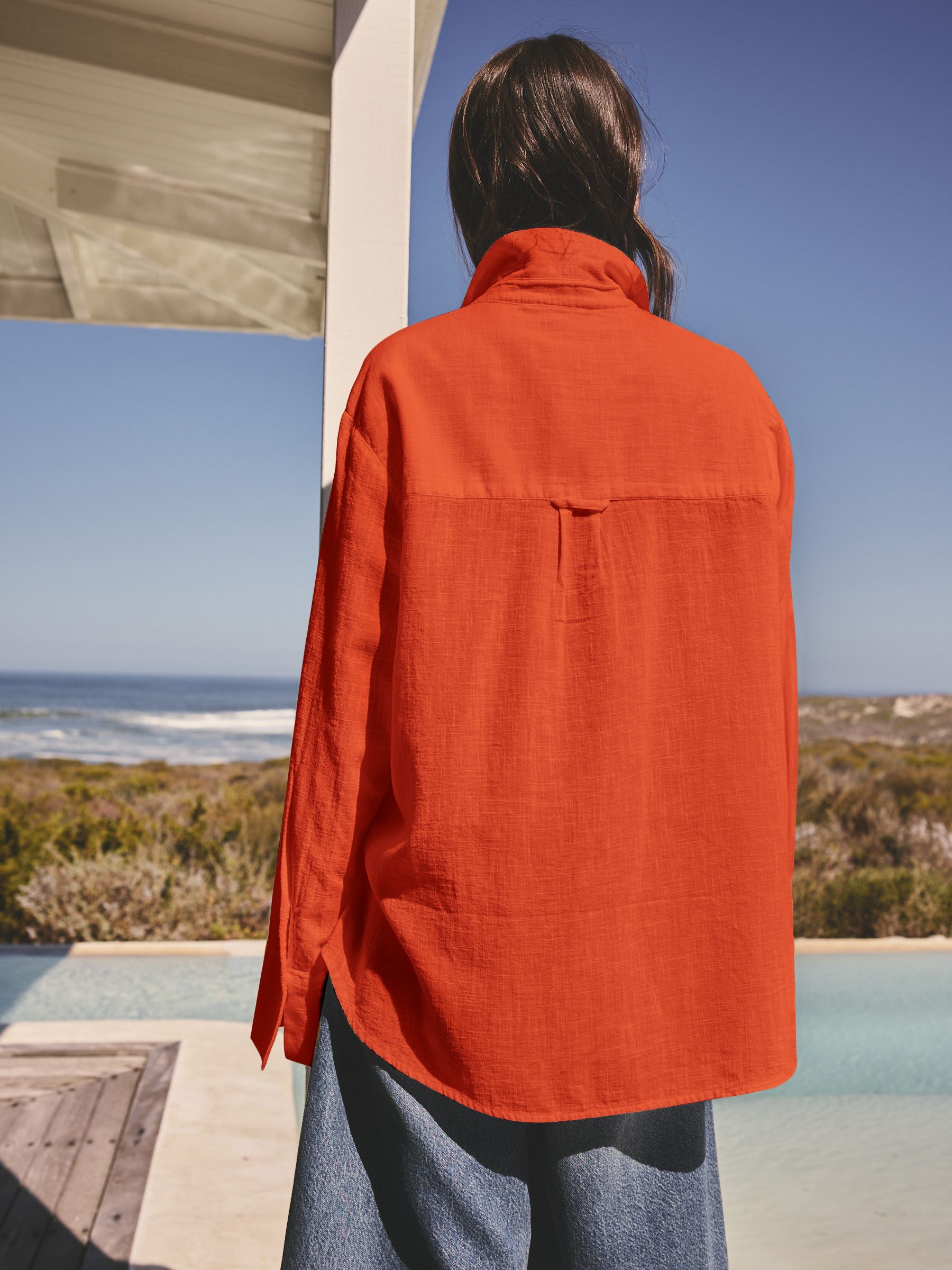Buy Orange Relaxed Long Sleeve Shirt With Linen from the Next UK