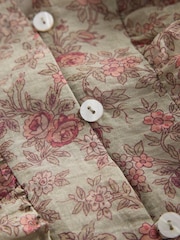 Sage Green Floral Print Ruffle Detail Long Sleeve Blouse - Image 3 of 3