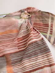 Pink/Green Stripe Hardware Trim Sleeveless Draped Top - Image 7 of 8