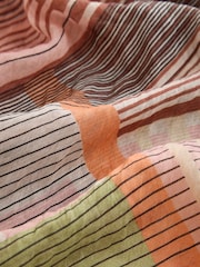 Pink/Green Stripe Hardware Trim Sleeveless Draped Top - Image 8 of 8
