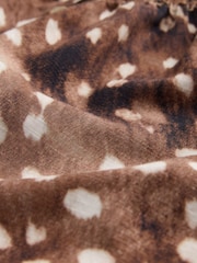 Принт коричневого оленя - Puff Sleeve Bardot Top with Linen - Image 7 of 8