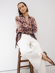 Deer Print Relaxed Long Sleeve Cotton Lightweight Shirt - Image 3 of 4
