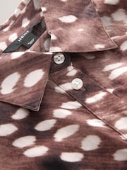 Brown Deer Print Relaxed Long Sleeve Cotton Lightweight Shirt - Image 6 of 7