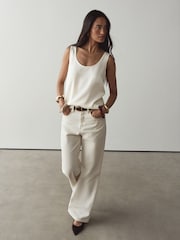 Ecru - Satin Scoopneck Cami Top - Billede 2 af 7