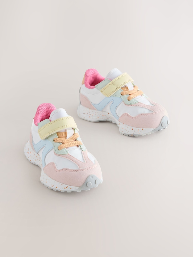 Multi Pastel Elastic Lace Touch Fasten Trainers - Image 1 of 5