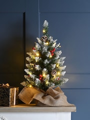 Festive 60cm Pre Lit Berry And Cone Table Tree - Image 2 of 3