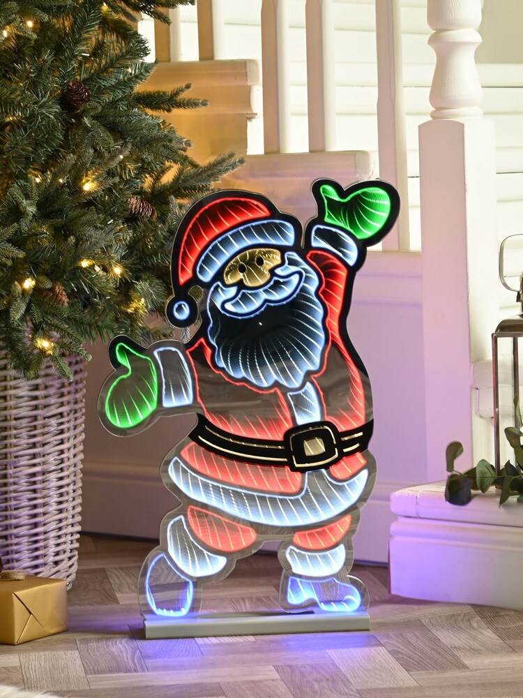 Festive 60cm Infinity Standing Santa With Wooden Base Christmas Decoration - Image 1 of 1 Festive 60cm Infinity Standing Santa With Wooden Base Christmas Decoration - Image 1 of 1