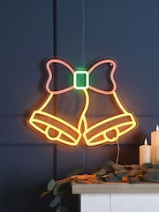 Festive 44cm X 36cm Neon Flex Hanging Double Bell - Image 1 of 1
