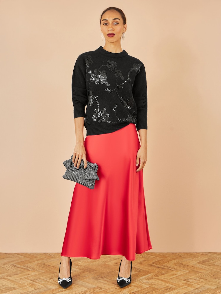 Yumi Black Relaxed Knitted Jumper With Sequin Detail - Image 2 of 4 Yumi Black Relaxed Knitted Jumper With Sequin Detail - Image 2 of 4